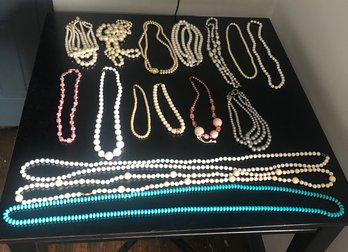 Large Collection Of 16 Vintage Beaded Necklaces All Sizes Includes Kenneth Lane