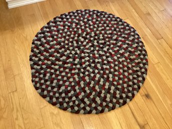 Heavy Round Braided Rug 38 Inches Round Maroon/grey Colors