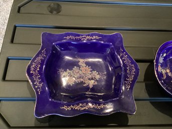 Vintage Japan Porcelain Cobalt Blue Bowl And Serving Dish