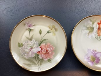 Two Vintage Handpainted Porcelain Rose Plates Royal Munich Germany