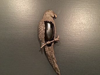 Stunning Sterling Parrot Brooch Marcasite And Onyx Marked .925