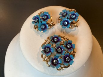 Avon Forget Me Not Earrings And Brooch Vintage