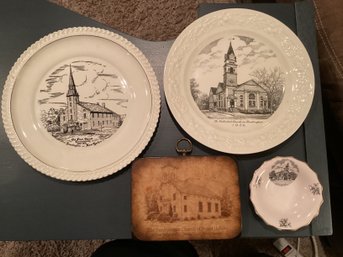 Group Lot Of 4 Items All With Church Scenes