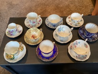 Tea Cups And Saucers Ten Sets Crown Staffordshire Royal Copenhagen