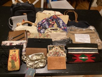 Group Lot Of Handbags Clutches Wallets Over 20 Pieces Some With Tags