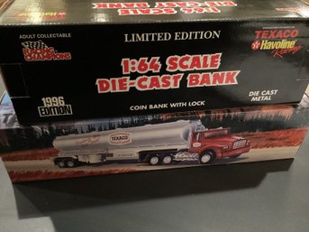 Texaco Toy Tanker And Die Cast Coin Bank New In Boxes