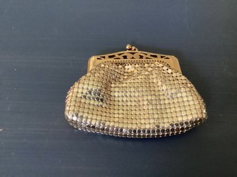 Whiting And Davis Gold Tone Mesh Coin Purse #2692