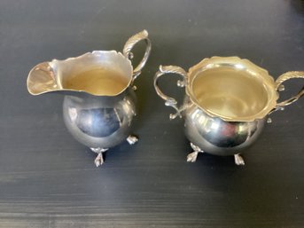Vintage Durham Sterling Silver Footed Creamer And Sugar Bowl