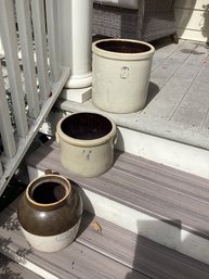 Three Large Pottery Crocks