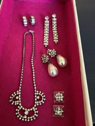 Vintage Lot Of Costume Jewelry With Large CZ Stones