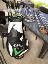Large Group Lot Of Assorted Golf Clubs And Callaway Golf Bag