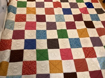 Handmade Quilt Very Colorful 82x80