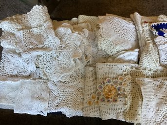 Vintage Very Large Lot Of Crocheted Doilies Over 60 Pieces