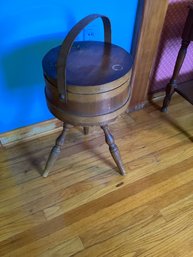 Vintage Wooden Sewing Bucket On Legs
