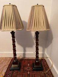 Pair Of Candlestick Lamps With A Twisted Base