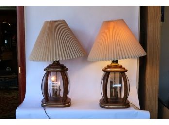 Pair Of Wooden Table Lamps
