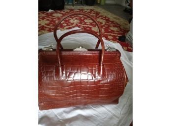 DOURNEY AND BOURKE RED EMBOSSED HAND BAG LARGE