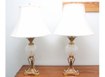 Pair Of Vintage Brass Table Lamps (Both Tested And Working)