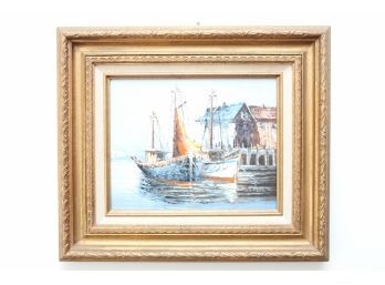 Gold Framed Sailboats Oil On Canvas Signed Savage