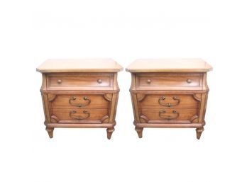 Pair Of Vintage Night Stands With Brass Handles