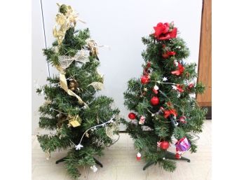 Pair Of Mini Decorative Christmas Trees