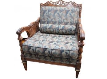 Vintage Hand Carved Wooden Arm Chair