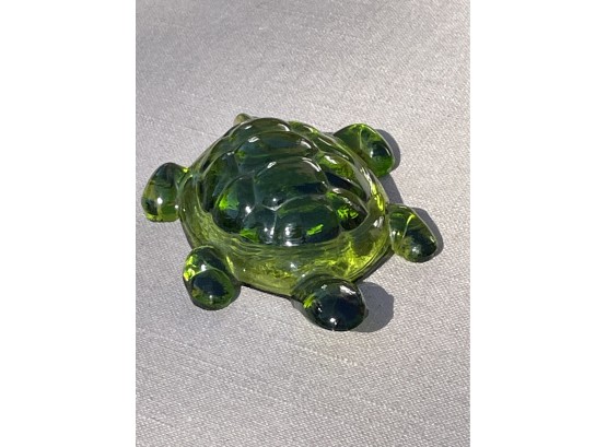 Green Glass Turtle Figurine