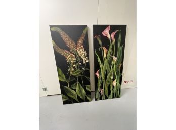 Pair Of Botanical Canvas Paintings