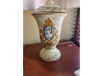 Lovely Painted Table Lamp With Portrait Motif
