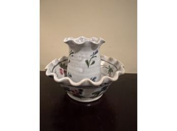 Two Piece Ruffled Porcelain Bowl Set