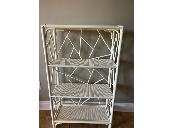 Pair Of Off White Painted Rattan Shelves