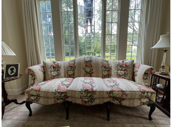 Yellow Floral Upholstered Settee