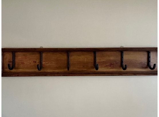 Rustic Wood Piece With Metal Hooks