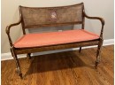 Pretty Antique Wood Bench With Cushion