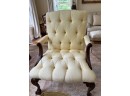Pale Yellow Tufted Chair In Excellent Condition.