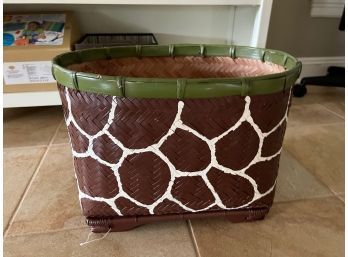 Giraffe Painted Basket - Fun For Storage Or A Plant