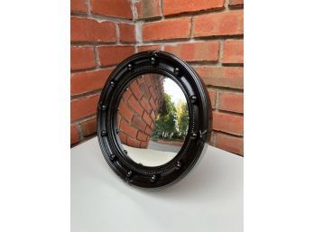 Small Round Black Mirror To Hang Or Prop On A Chest Of Drawers