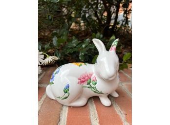 One Porcelain Bunny With Flowers