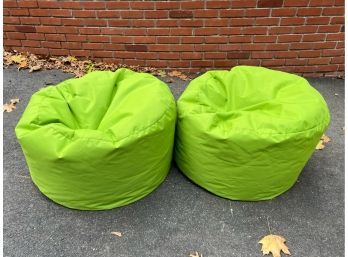 Pair Of Green Beanbags In A Parachute Type Material