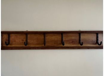 Rustic Wood Piece With Metal Hooks