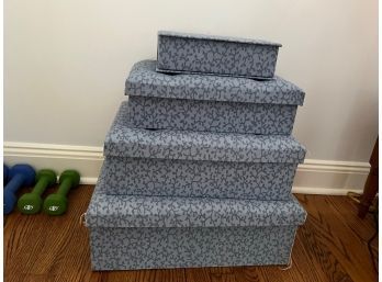 Stack Of 4 Blue Storage Boxes