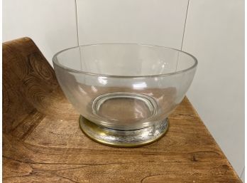 Glass Bowl With Silver And Gold Base