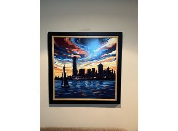 Square Milwaukee Skyline Framed - Framed Poster Signed By Artist Shelby Keefe