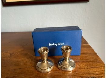 Pair Of Small Sterling Silver Candlesticks