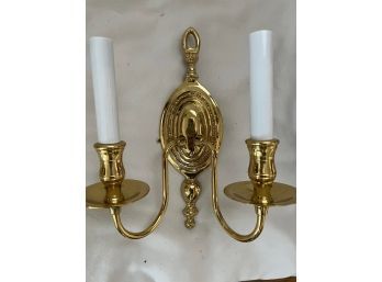 One Pair Of Double Arm Brass Sconces