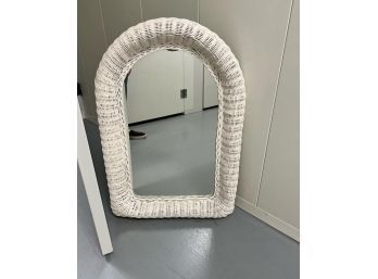 White Arched Wicker Mirror