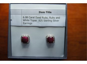 6.08 Ct Ruby & Topaz Sterling Silver Earrings