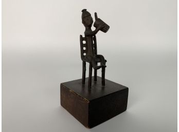 Wooden Carved Man Sitting On Chair Sculpture