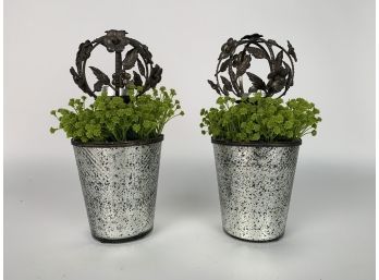 Pair Of Decorative Plant Candle Holders