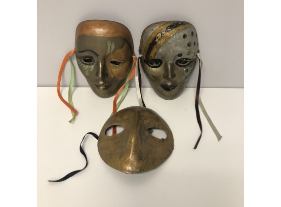 3 Vintage Venetian Wall Masks Collectible Venice Italy